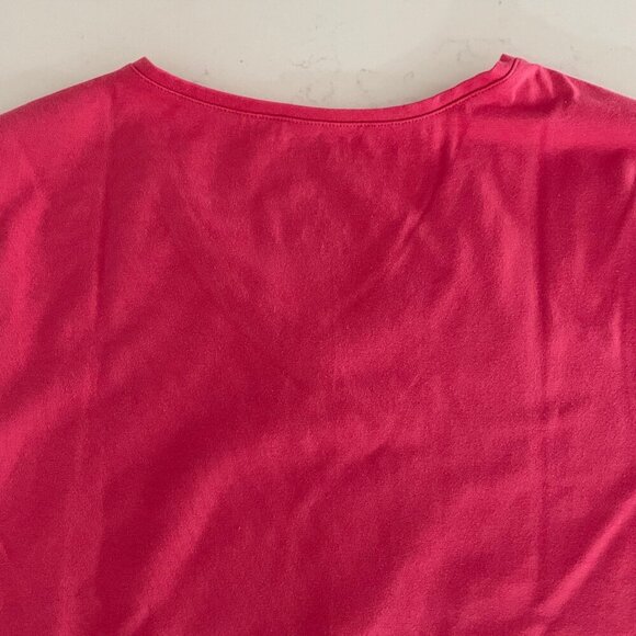 L.L.Bean Casual SS V Neck Pima Cotton Blend T Shirt Top Rose Pink Sz M NWT - Picture 6 of 8